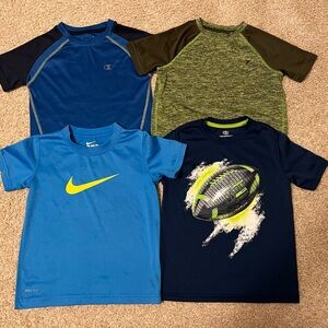 Bundle of 4 dry fit t-shirts and swim trunks size 5